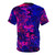 A vibrant, marbled abstract fluid art design on a t-shirt. - Back
