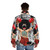 Afro Luffy One Piece puffer jacket with anime character design - men back
