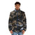 African wild dog fur puffer jacket with animal print design - men front