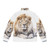 African lion wearing a puffer jacket with wildlife nature designs - Back