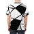 Stylish modern geometric abstract pattern design on a black t-shirt - men back