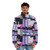 Aesthetic 90s vaporwave-inspired puffer jacket with repeating pattern design - men front
