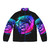 Otter space-themed puffer jacket with galaxy and rainbow design