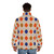 Thomas Downing inspired puffer jacket with vibrant colors and abstract patterns - men back