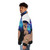 Model wearing Orions Sky Puffer Jacket in light blue with galaxy-inspired design - men side left