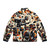 Abstract music puffer jacket featuring a wild drummer design - Back