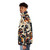 Abstract music puffer jacket featuring a wild drummer design - men side left