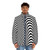 Retro optical illusion wave black and white puffer jacket - men front