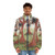 A puffer jacket with a whimsical, abstract landscape design featuring trees, greenery, and a touch of fantasy. - men front