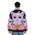 Puffer jacket featuring an open book design with legendary animal illustrations - men back