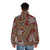 Vibrant aboriginal art puffer jacket with emu and circle designs - men back