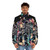 Deep space puffer jacket with a cosmic, interstellar starry design - men front