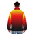 Vibrant ombre sunset puffer jacket designed by artist Rose Santuci Sofranko - men back