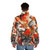 Okami Amaterasu inspired puffer jacket featuring a watercolor wolf design - men back