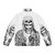 Kurt Cobain inspired puffer jacket featuring a skeleton design, perfect for music and Halloween enthusiasts. - Back