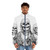 Kurt Cobain inspired puffer jacket featuring a skeleton design, perfect for music and Halloween enthusiasts. - men front