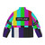 Retro analog puffer jacket with bold color block and striped design - Back