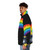 A vibrant puffer jacket with a rainbow design, representing the Irish legend of the pot of gold. - men side left