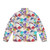 Colorful horse silhouette puffer jacket with focus on equestrian and horse racing - Back