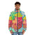 Octopus puffer jacket with vibrant tropical design - men front