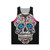 Unisex sugar skull tank top with floral design