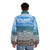 Ocean View Puffer Jacket featuring coastal scenery of Tannum Sands beach - men back