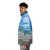 Ocean View Puffer Jacket featuring coastal scenery of Tannum Sands beach - men side left