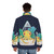 Blue ringed octopus puffer jacket with ocean terrarium design - men back
