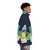 Blue ringed octopus puffer jacket with ocean terrarium design - men side right