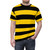A high-quality all-over print t-shirt featuring a stylized bee pattern with black and yellow striped background. - men front