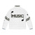 A puffer jacket with musical notes, treble clef, and half note design, perfect for music teachers and educators. - Back