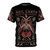 Hail Santa Satanic Christmas T-shirt featuring pixel art of Santa Claus, pentagram, and occult symbols