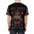 Hail Santa Satanic Christmas T-shirt featuring pixel art of Santa Claus, pentagram, and occult symbols - men back