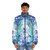 Psychedelic puffer jacket with trippy, spiritual design - men front