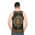 Unisex tank top featuring the Greek sun god Apollo with a Greek key pattern design - men back