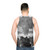 Unisex tank top with mushroom cloud nuclear explosion design - men back
