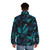 Dark green tropical design puffer jacket - men back