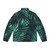 Dark green puffer jacket with palm leaves pattern - Back
