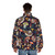 Dark Dream Forest Puffer Jacket featuring botanical nature and wild mushroom designs - men back