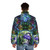 Psychedelic fractal puffer jacket with unique geometric and trippy design - men back