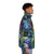 Psychedelic fractal puffer jacket with unique geometric and trippy design - men side right