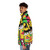 Colorful 90s nostalgia puffer jacket with retro digital art design - men side left