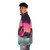Retro 80s vaporwave puffer jacket with aesthetic sunrise/sunset design - men side left