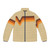 Retro 1970s puffer jacket with brown, orange and yellow chevron stripes