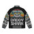 Retro Daddy Shark Print Puffer Jacket - Back
