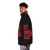 '27 and Dead' retro puffer jacket featuring pop culture references - men side left