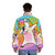 Unicorn puffer jacket with dabbing pose, hip hop and motivational graphics - men back