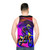 Colorful motocross rider graphic design on a unisex tank top - men back