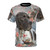 Stylish t-shirt featuring an artistic design of a pointer dog amidst beautiful flowers