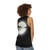Unisex tank top with a nature-inspired guitar silhouette design - women back